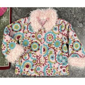 Hanna Andersson Marshmallow Fleece Jacket Fur Trim Textured Lined Pink 100 US 4